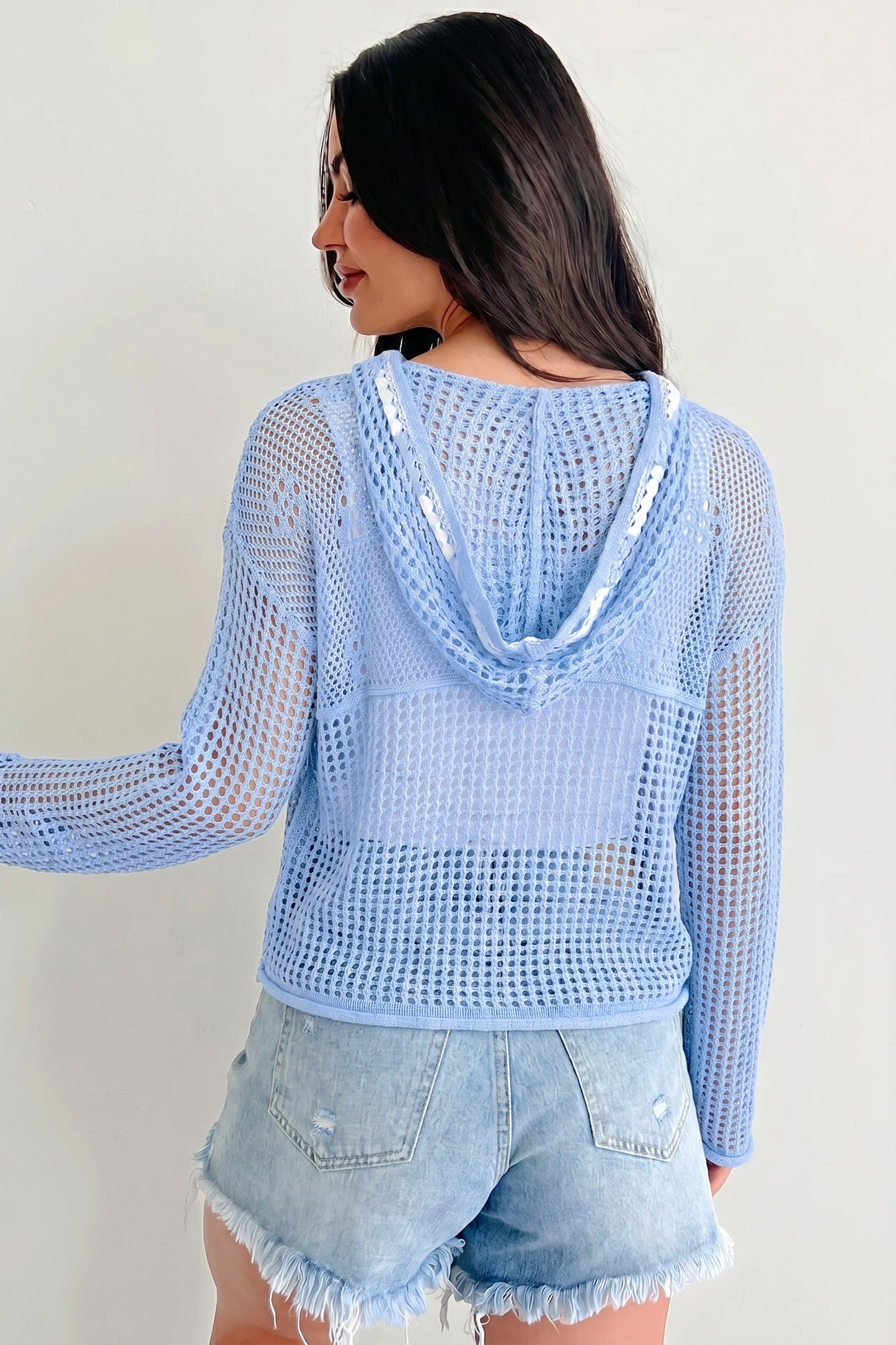 Pull Élégant en Crochet avec Drapeau Américain