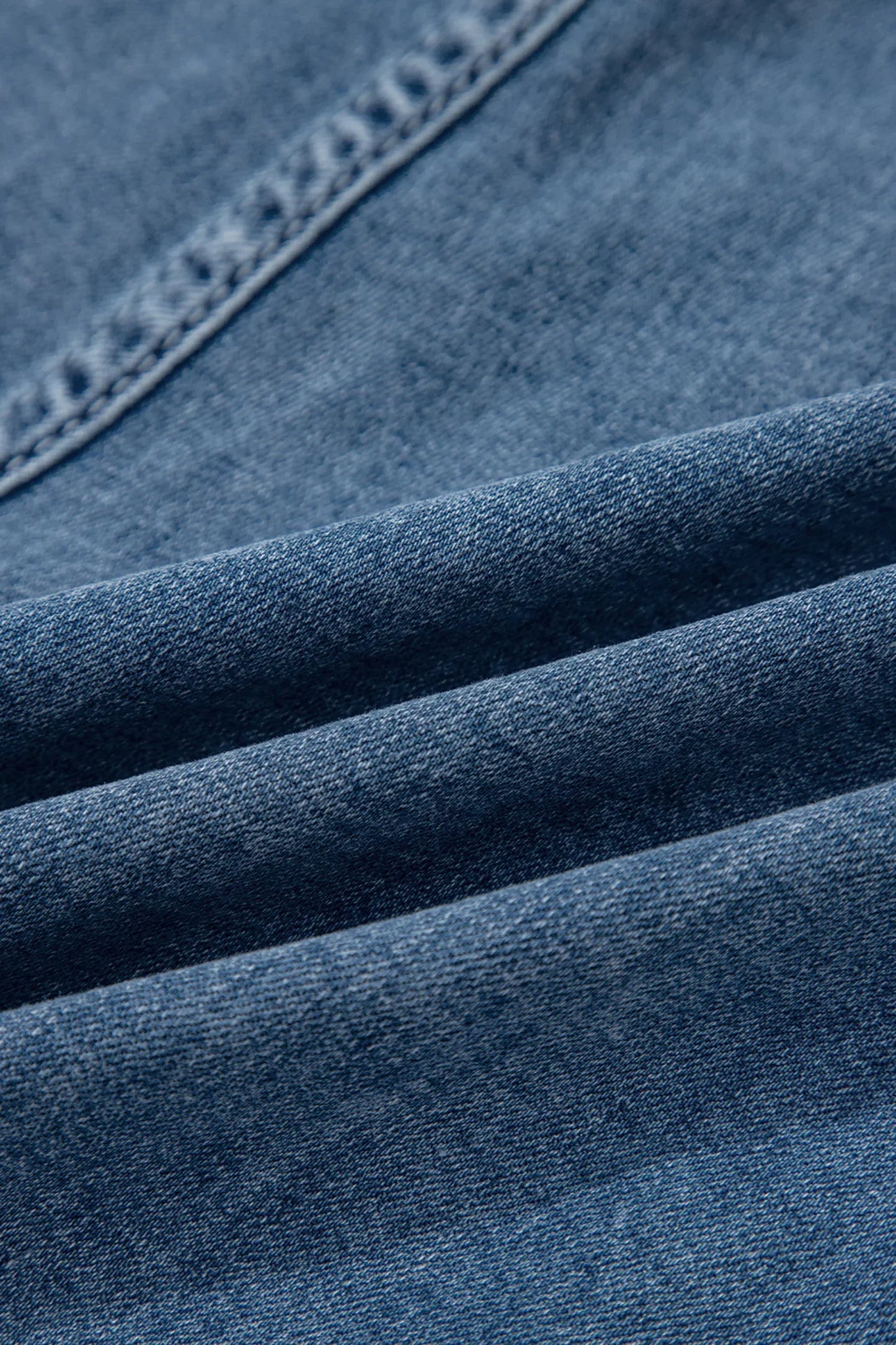 Short en jean bleu crépuscule avec poches à rabat - Oléna-Fashion