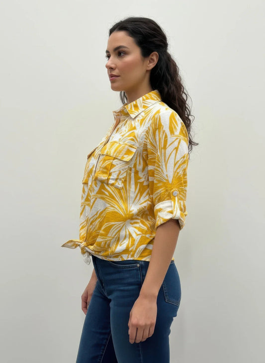 Blouse Femme Coton Imprimée - Manches 3/4 Confort Élégant - Oléna-Fashion