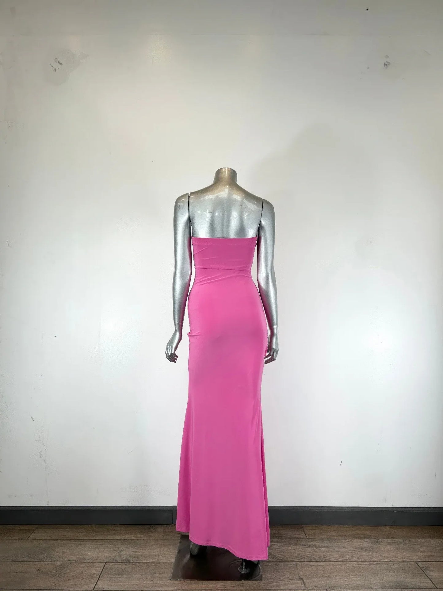 Robe Longue Drapée Rose Style Grecque – Élégance Romantique - Oléna-Fashion