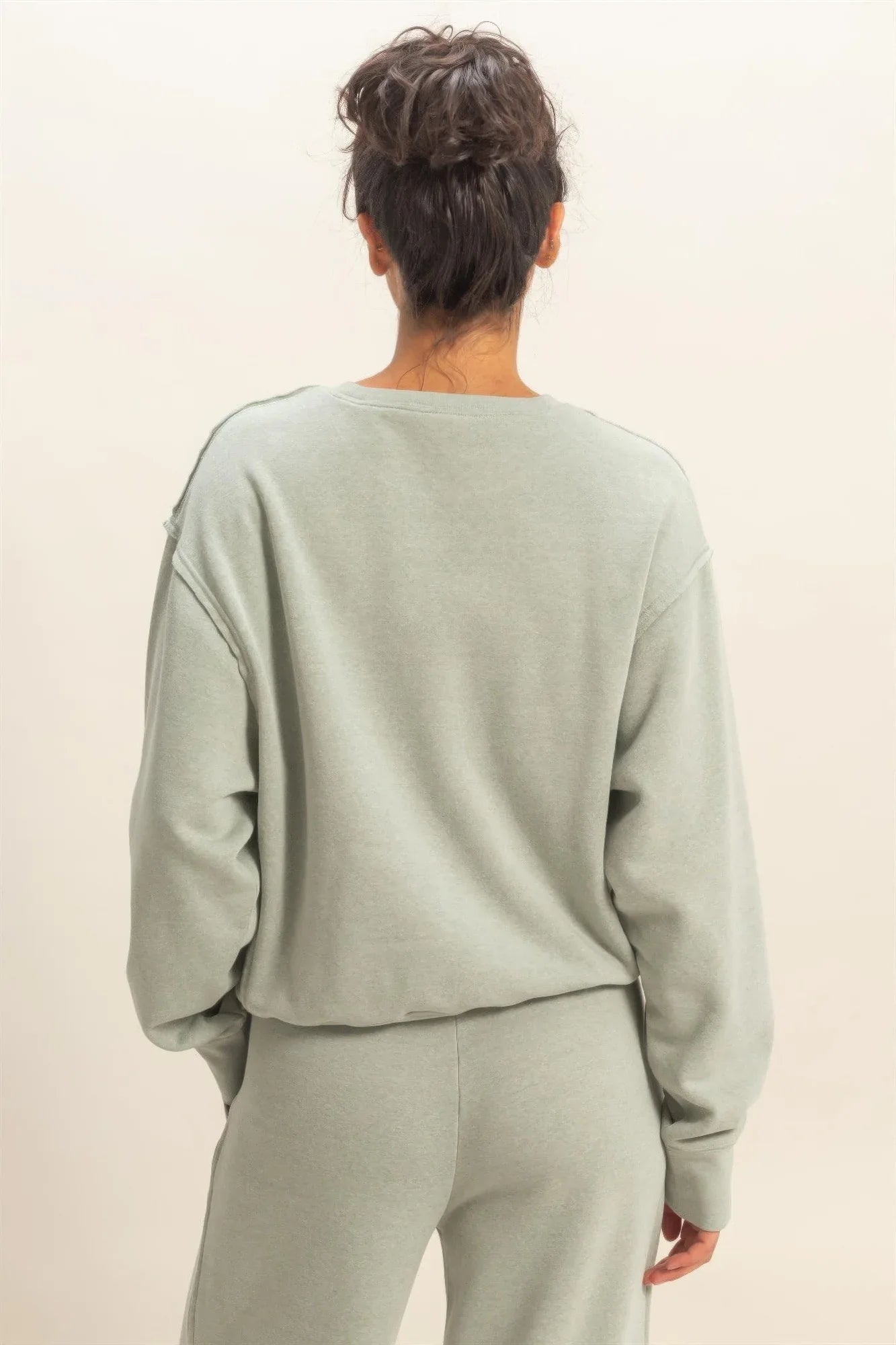 Sweatshirt Femme Détails Bords Bruts - French Terry Délavé - Oléna-Fashion