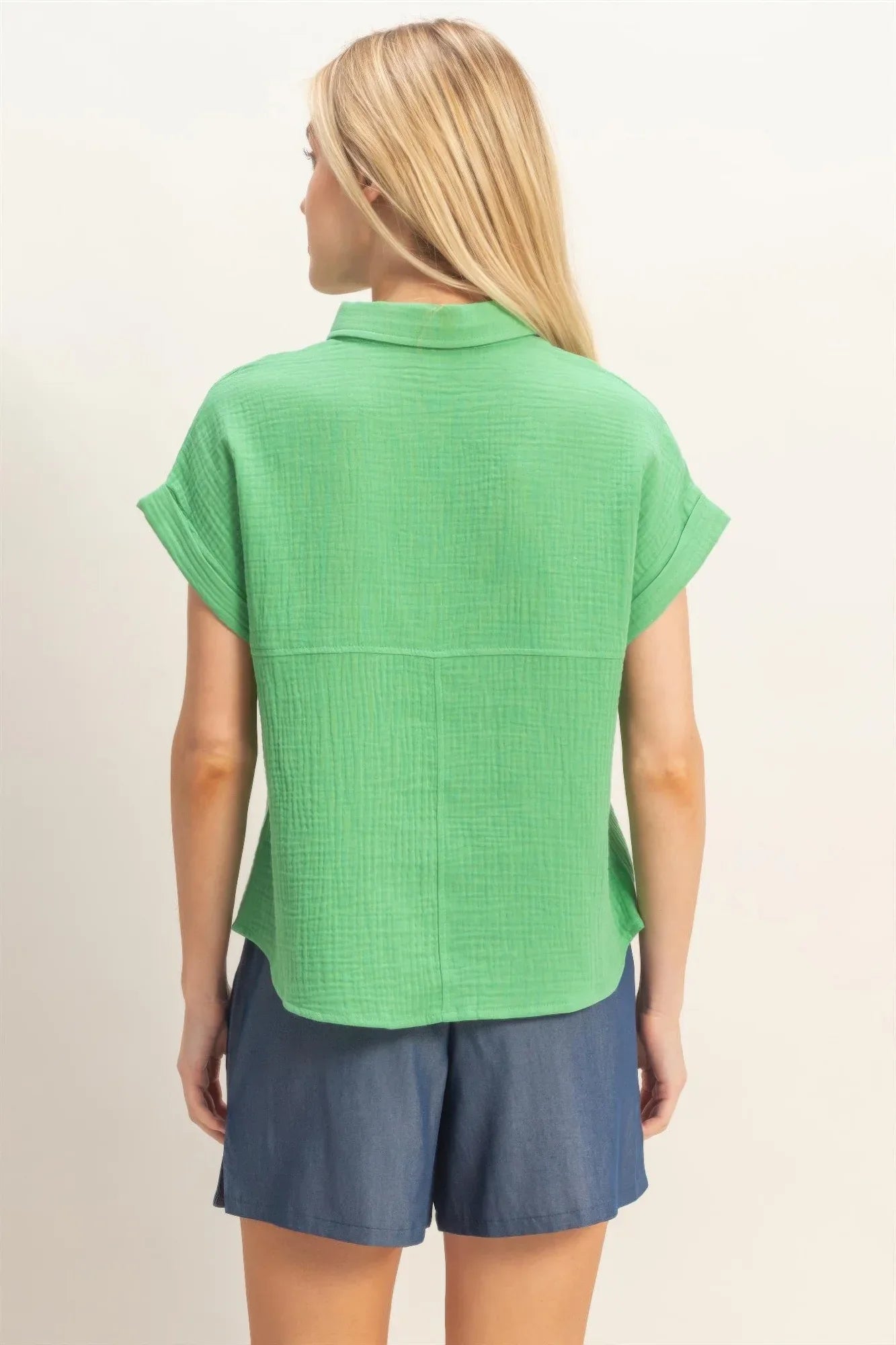 Chemise Femme Manches Retroussées Boutonnée - Coton Léger - Oléna-Fashion