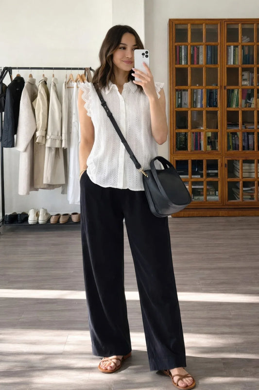 Blouse Dentelle Coton Broderie Anglaise Femme Élégante - Oléna-Fashion