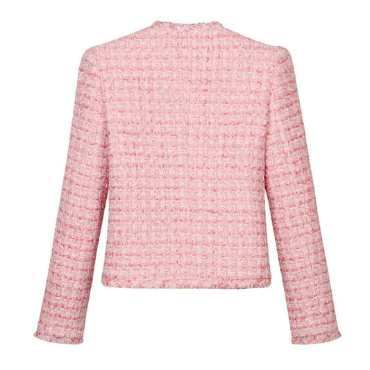 Veste femme façon tweed, simple boutonnage et poches