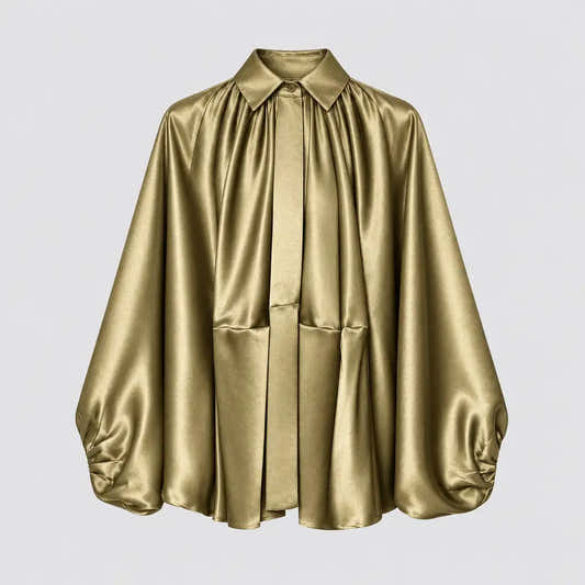 Blouson femme froncé à coupe ample, col rabattu et zip