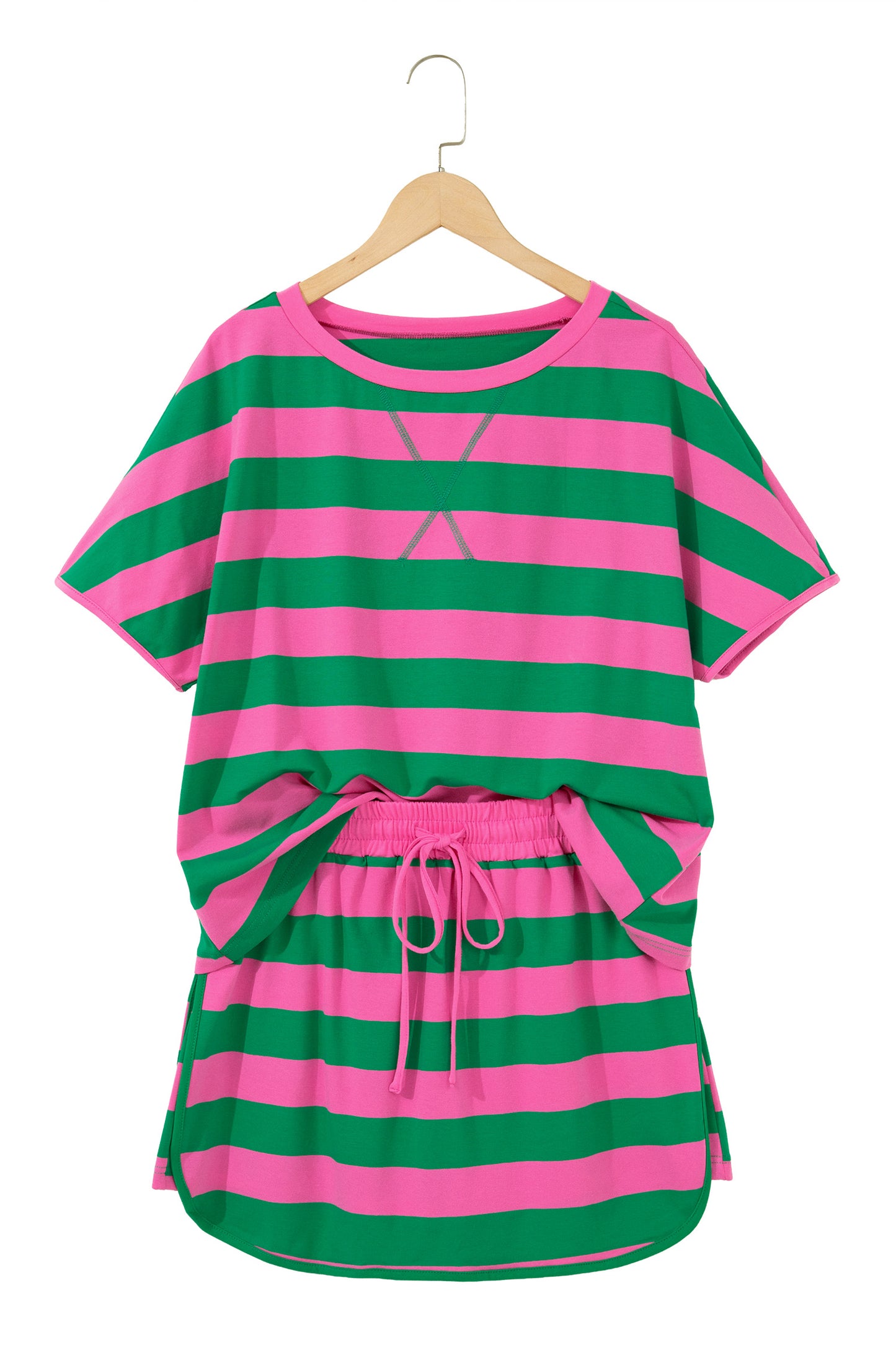 Yellow striped 2-piece athletic set for summer