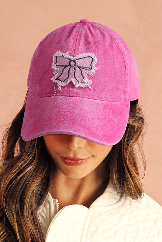 Casquette Baseball Patchwork Élégant Rose Rouge