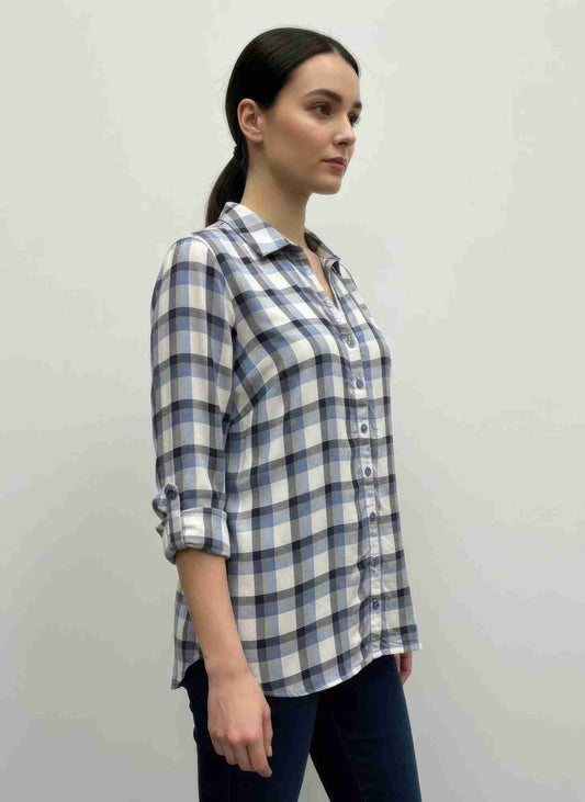 Blouse Femme Carreaux Erika - Rayonne Fluide Boutonnée Oléna-Fashion