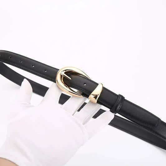 Ceinture en cuir véritable pour femme à boucle à ardillon – vue 2