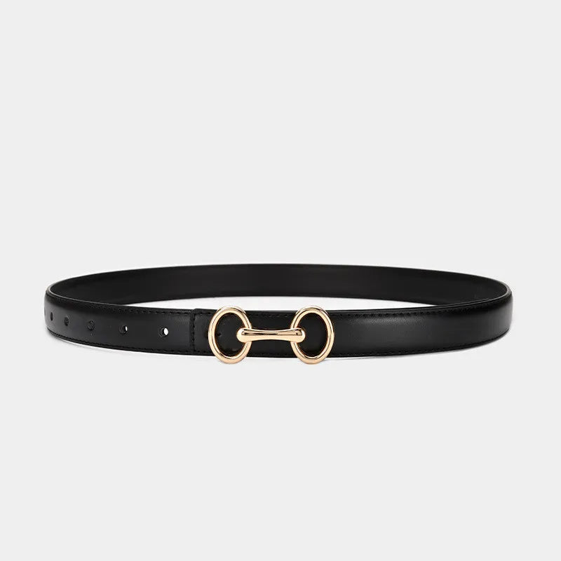 Ceinture fine en cuir de vachette pour femme, pull et robe – vue 15
