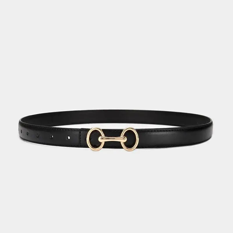 Ceinture fine en cuir de vachette pour femme, pull et robe – vue 15