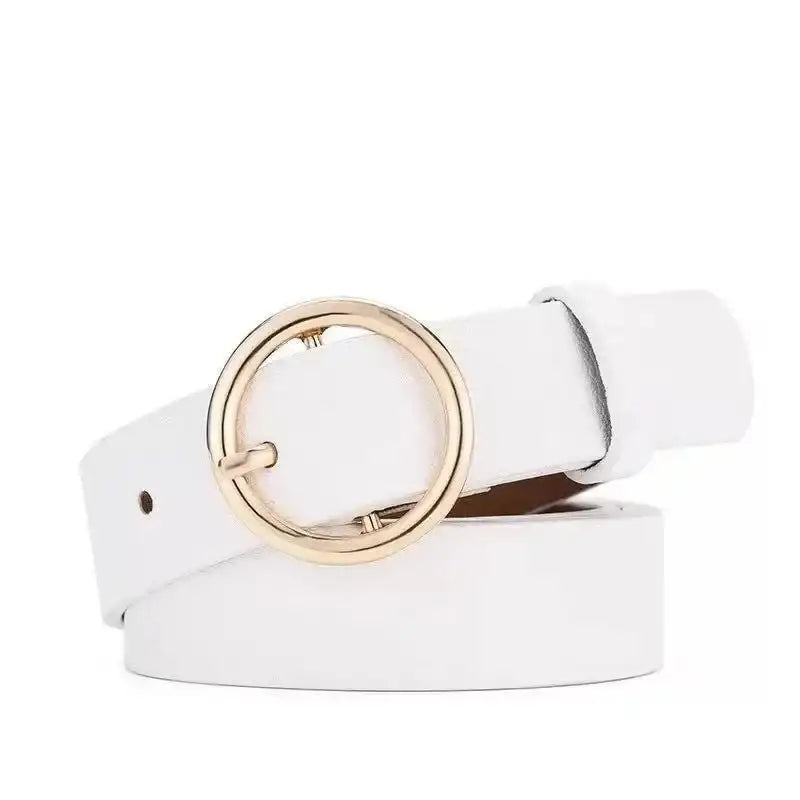 Ceinture fine en faux cuir pour femme à boucle ronde – vue 11