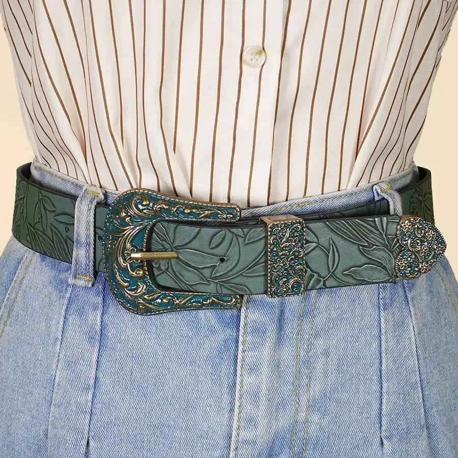 Ceinture réglable pour femme vert armée, souple et légère – vue 4