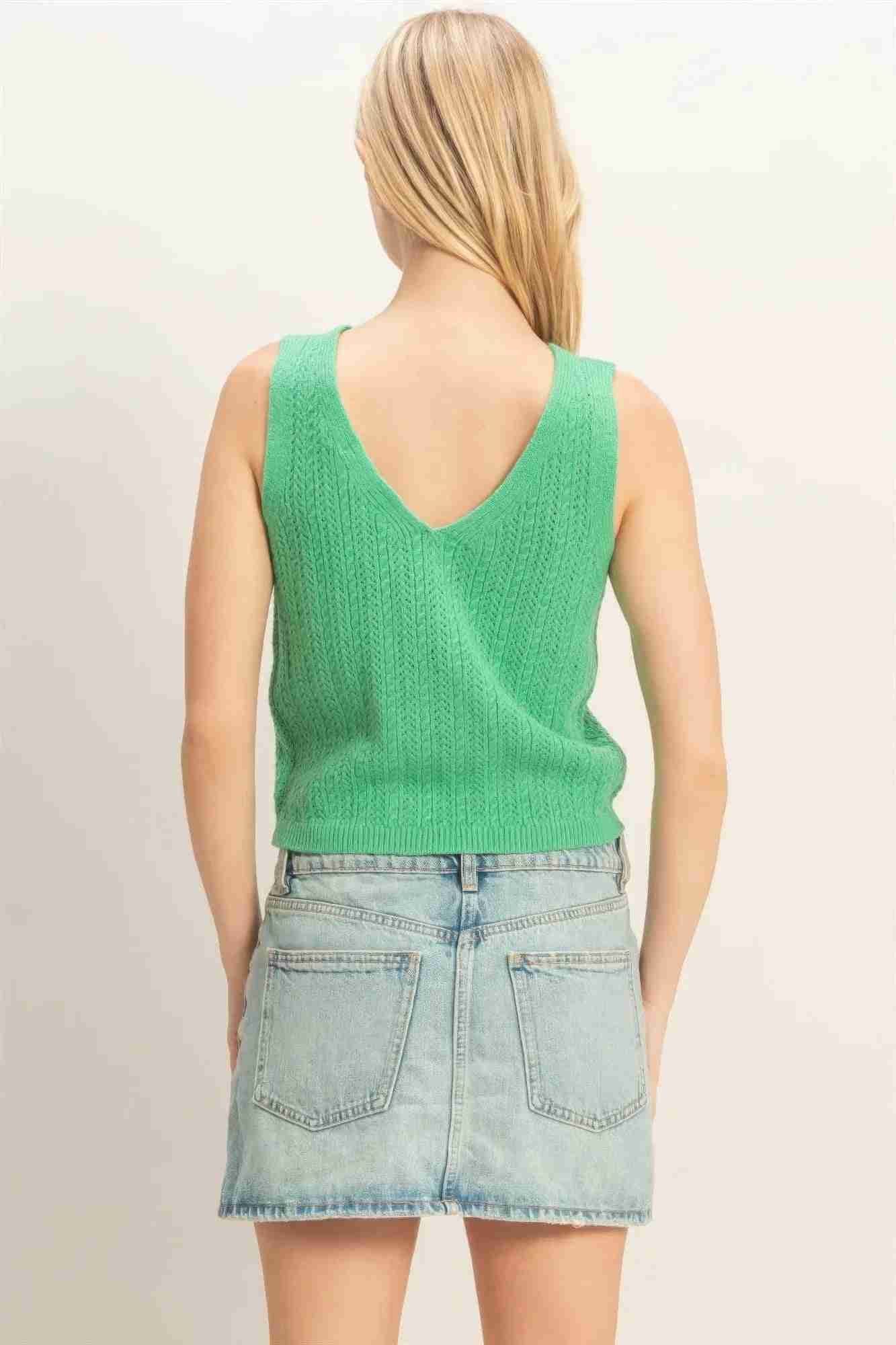 Débardeur Femme Col V Maille Côtelée - Coton Acrylique by CCWHOLESALECLOTHING
