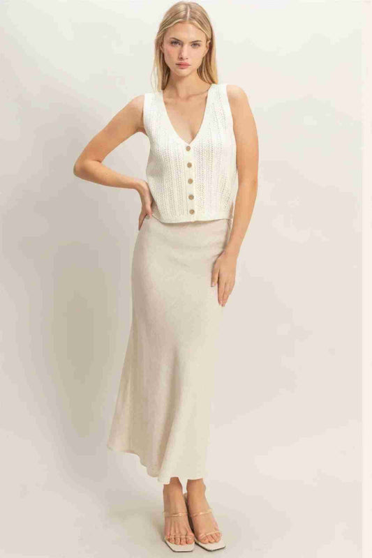 Débardeur Femme Col V Maille Côtelée - Coton Acrylique by CCWHOLESALECLOTHING
