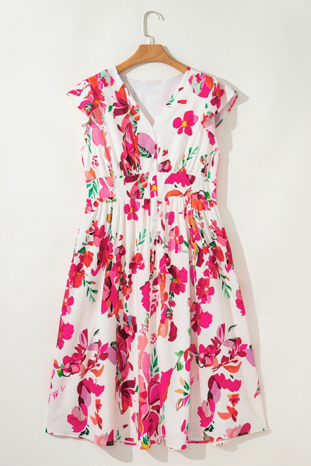 robe midi grande taille imprimé floral élégante sur cintre