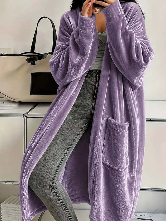 Gilet long en velours ouvert sur le devant pour femme – vue 4