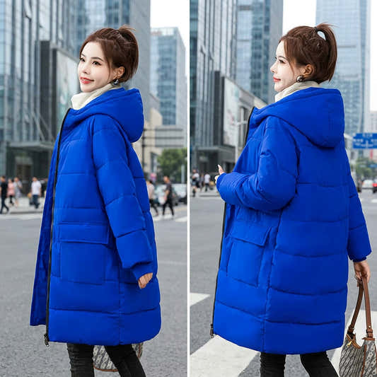 Parka grande taille longue à capuche rembourrée en coton pour femme – vue 2