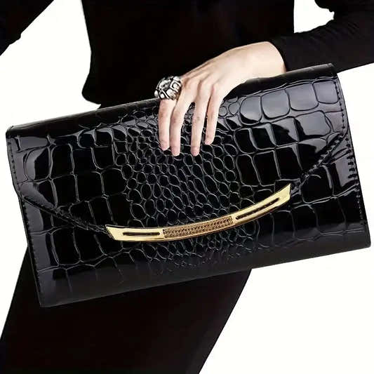 Pochette à chaîne en cuir verni grande capacité pour femme – vue 2