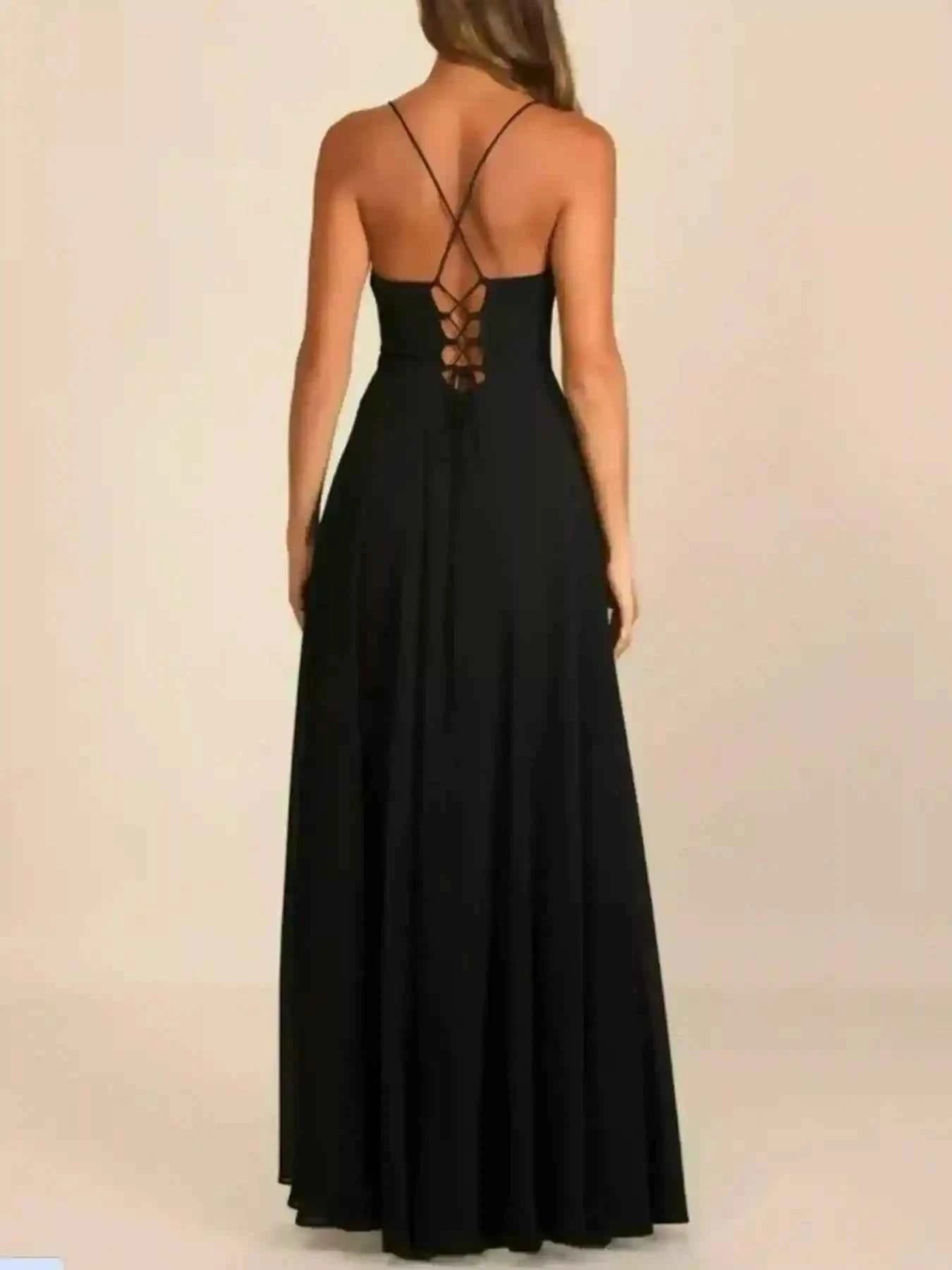 Robe Longue À Fente Élégante Col Drape Femme by Trendsi