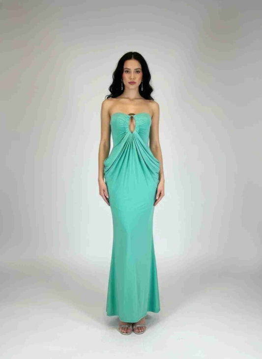 Robe Maxi Glamour Construction Moderne – Éclat Jade Oléna-Fashion