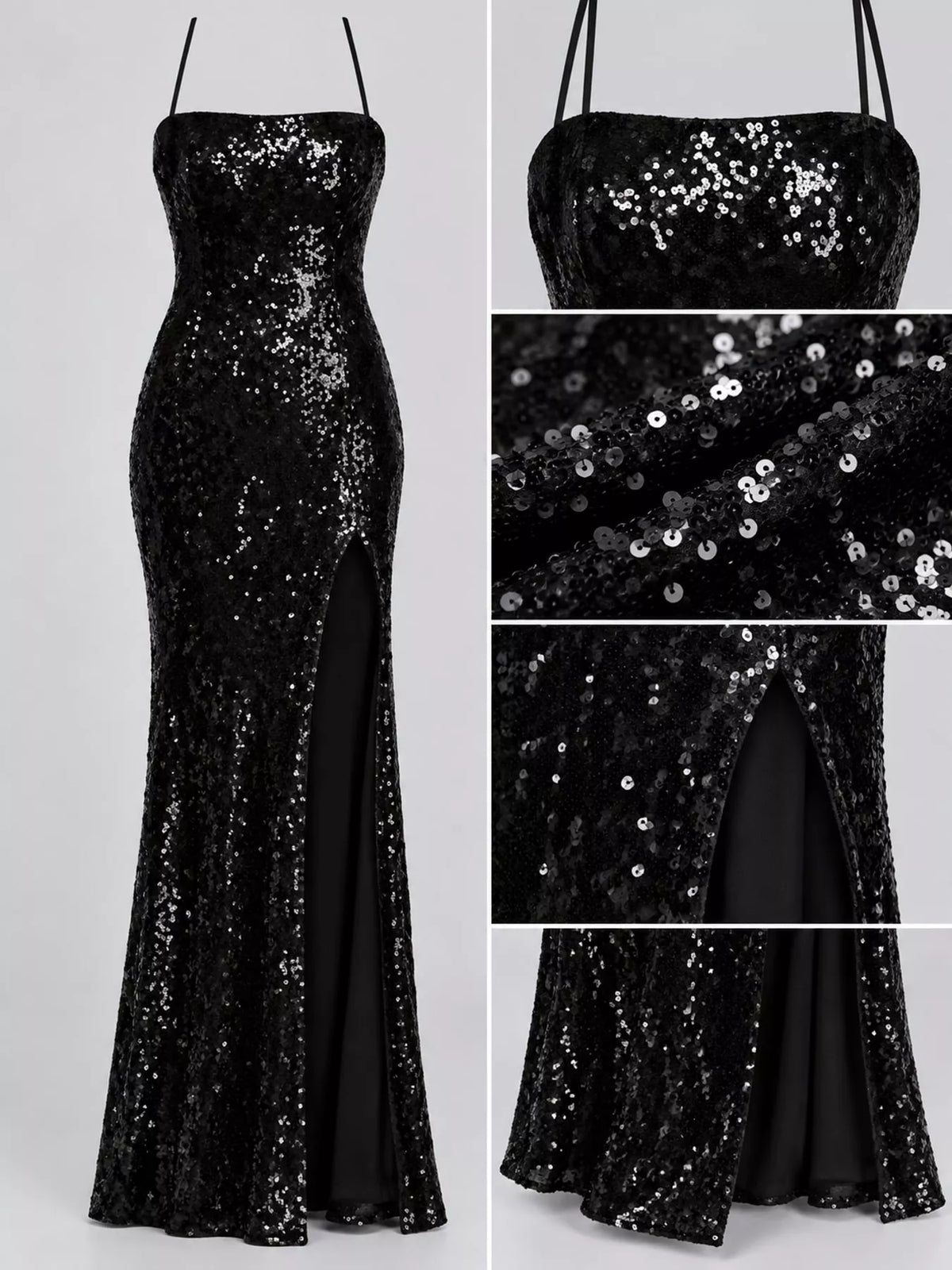 Robe de soirée moulante à sequins et dos nu lacé pour femme – vue 16