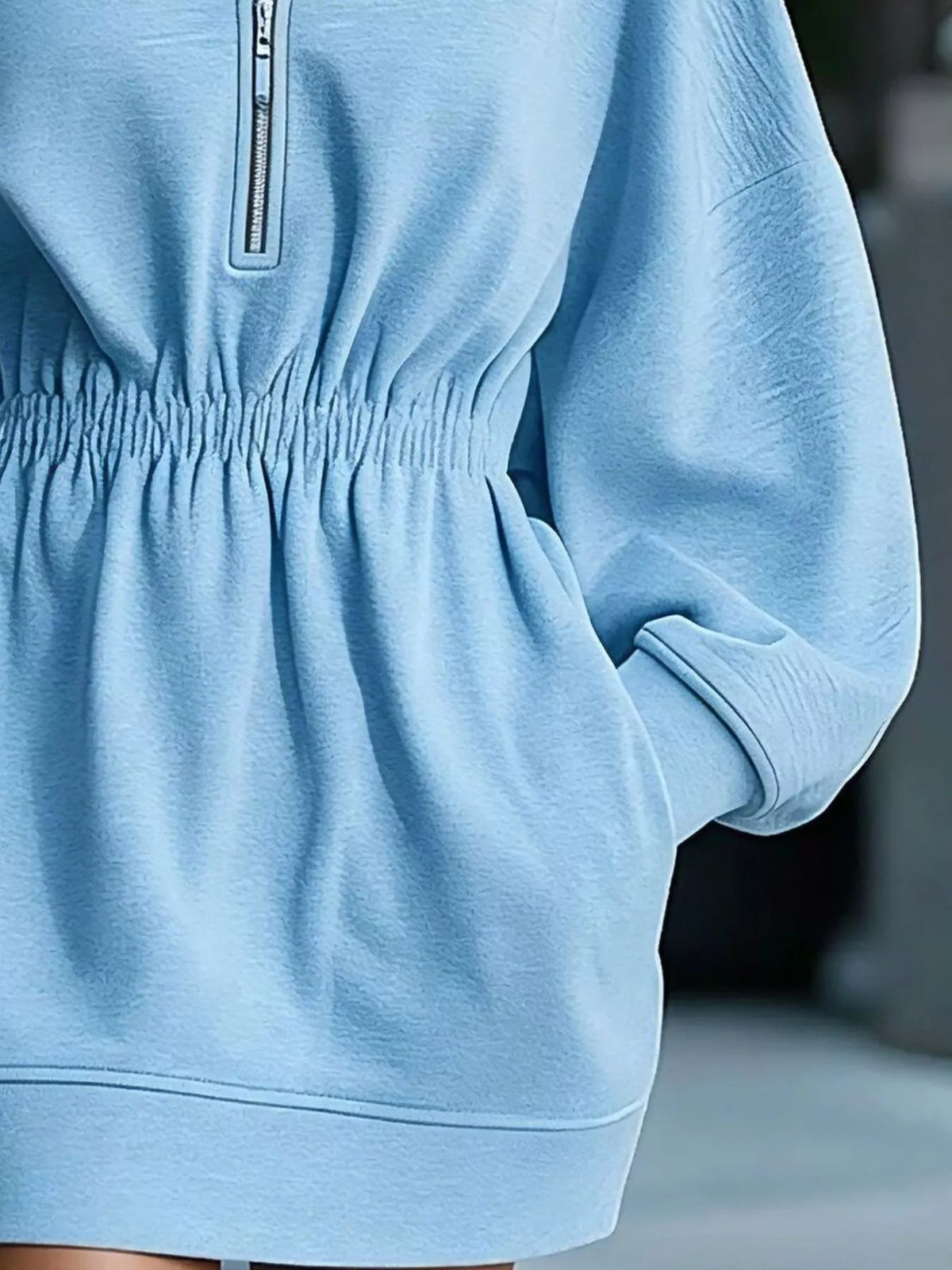 Robe sweat à capuche à demi-zip et poches pour femme – vue 12