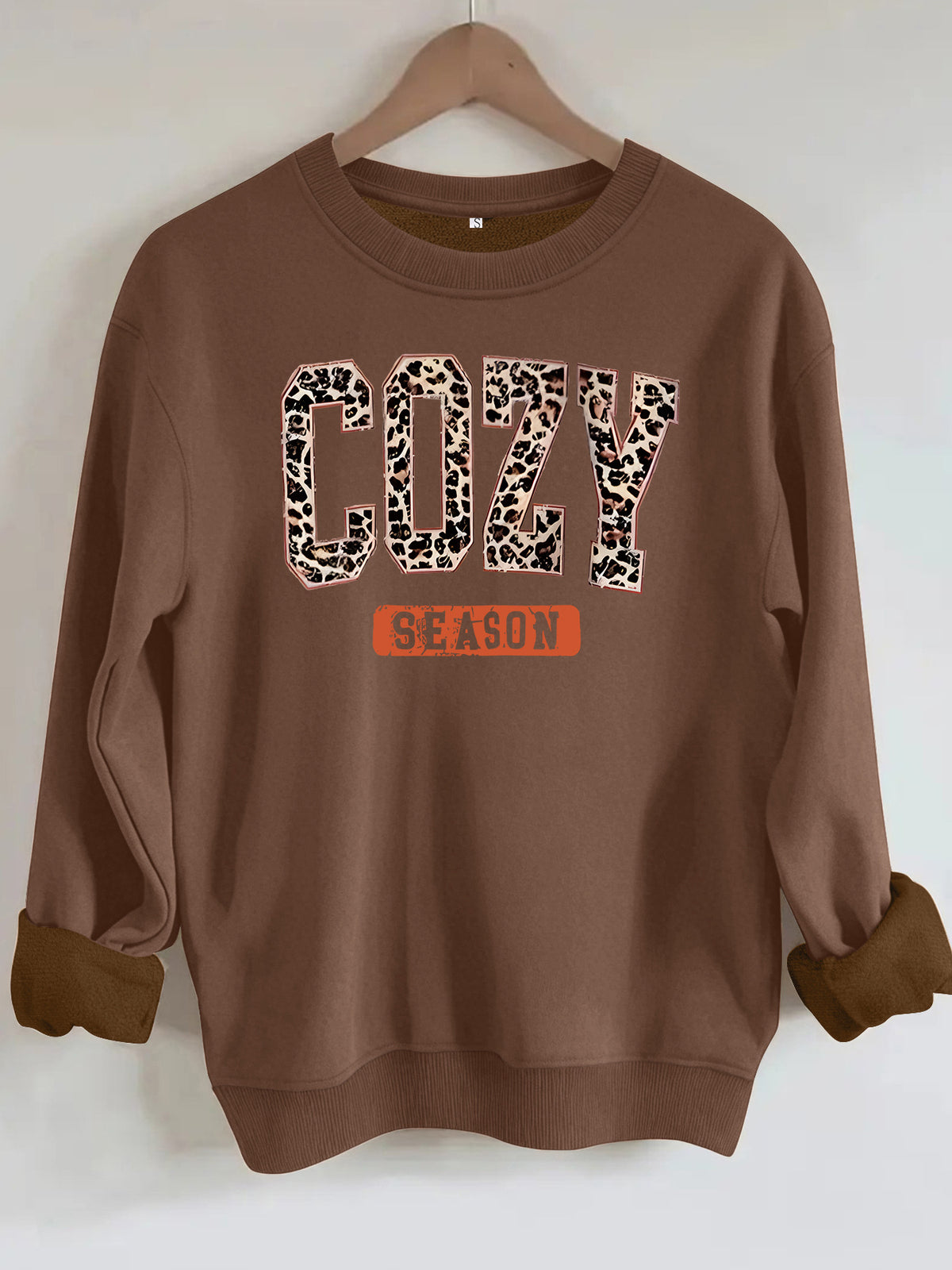 Sweat femme col rond à manches lanternes, lettrage Cozy Season – vue 12