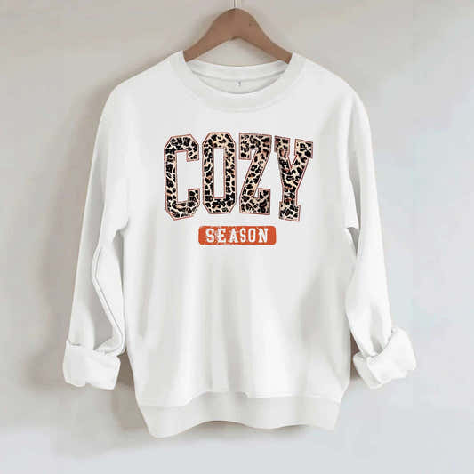 Sweat femme col rond à manches lanternes, lettrage Cozy Season – vue 2