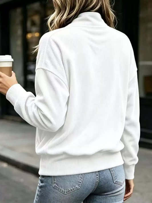 Sweat-shirt femme grande taille à boutons-pression et poche kangourou – vue 2