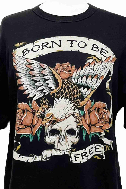 Top Femme Born To Be Free - Coton Stretch Graphique Tête Mort Oléna-Fashion