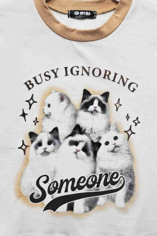 Top Femme Busy Ignoring Cats - Coton Stretch Ringer Rétro Oléna-Fashion