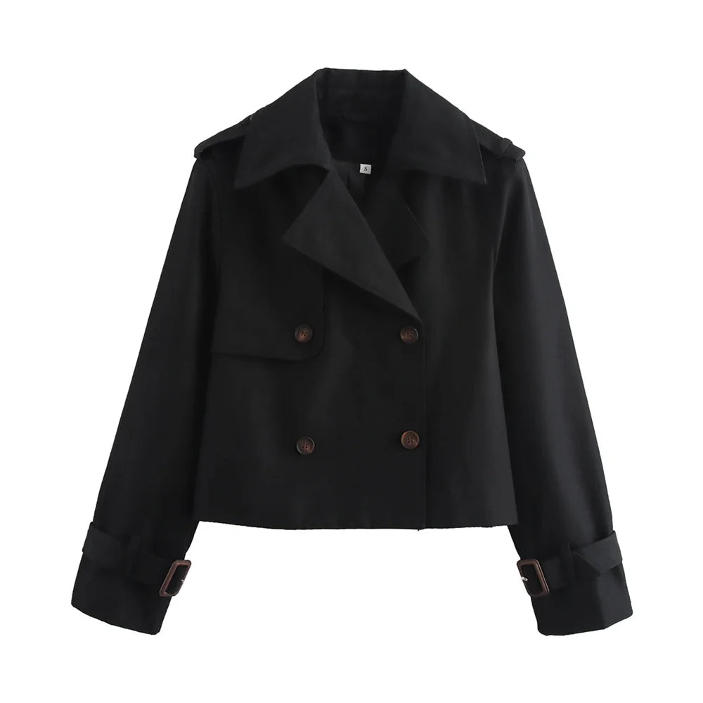 Trench court femme à double boutonnage, style vintage – vue 24