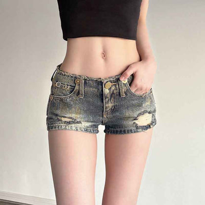Ultra-Short Low-Waist Denim Shorts for Women