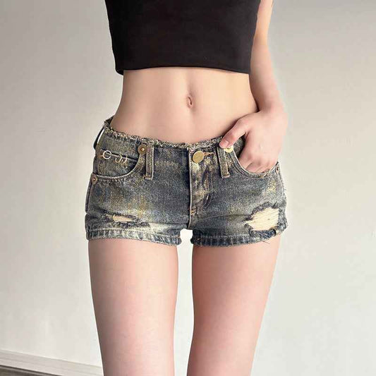 Ultra-Short Low-Waist Denim Shorts for Women