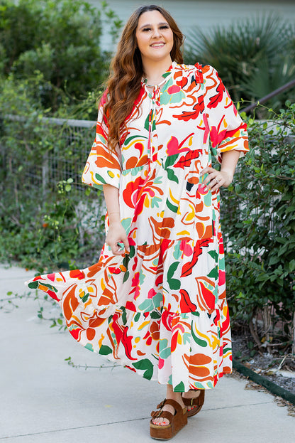 Robe longue grande taille Élégante imprimé floral