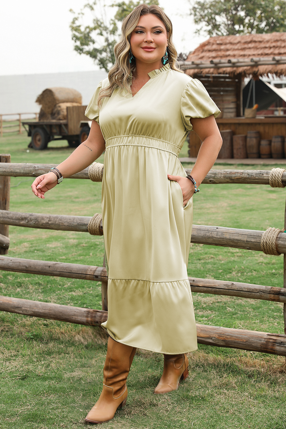 Robe Maxi Plus Size Élégante Verte