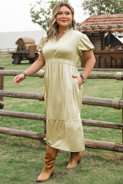 Robe Maxi Plus Size Élégante Verte