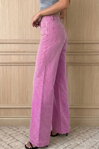 Jean Large Taille Haute Double Bouton – 4 Coloris
