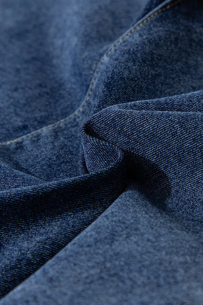 Jupe-Short Denim Bleu Femme - Skort Effet Enroulé 2-en-1 - Oléna-Fashion