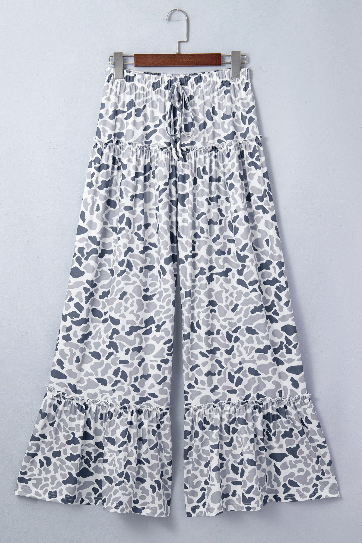 Pantalon ample décontracté imprimé camouflage blanc et gris, taille élastique