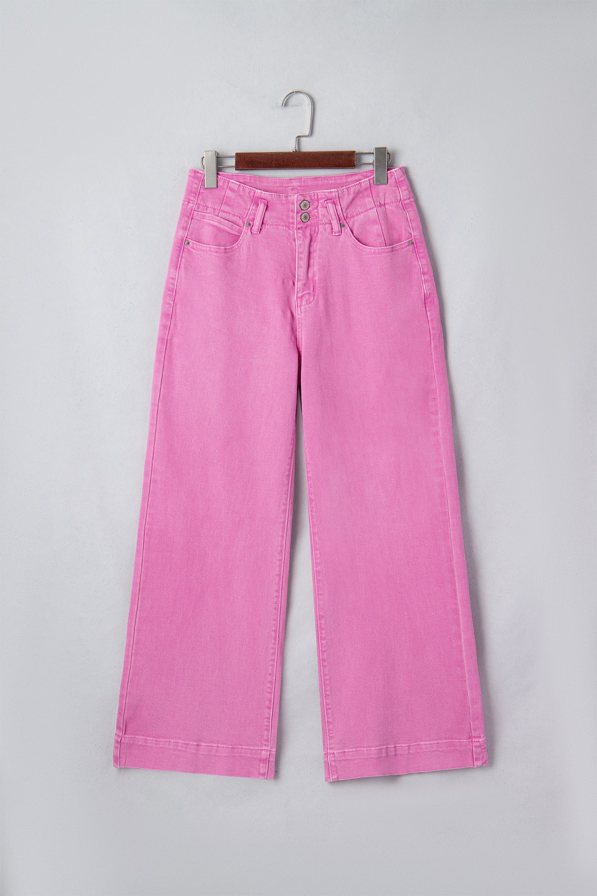 Jean Large Taille Haute Double Bouton – 4 Coloris