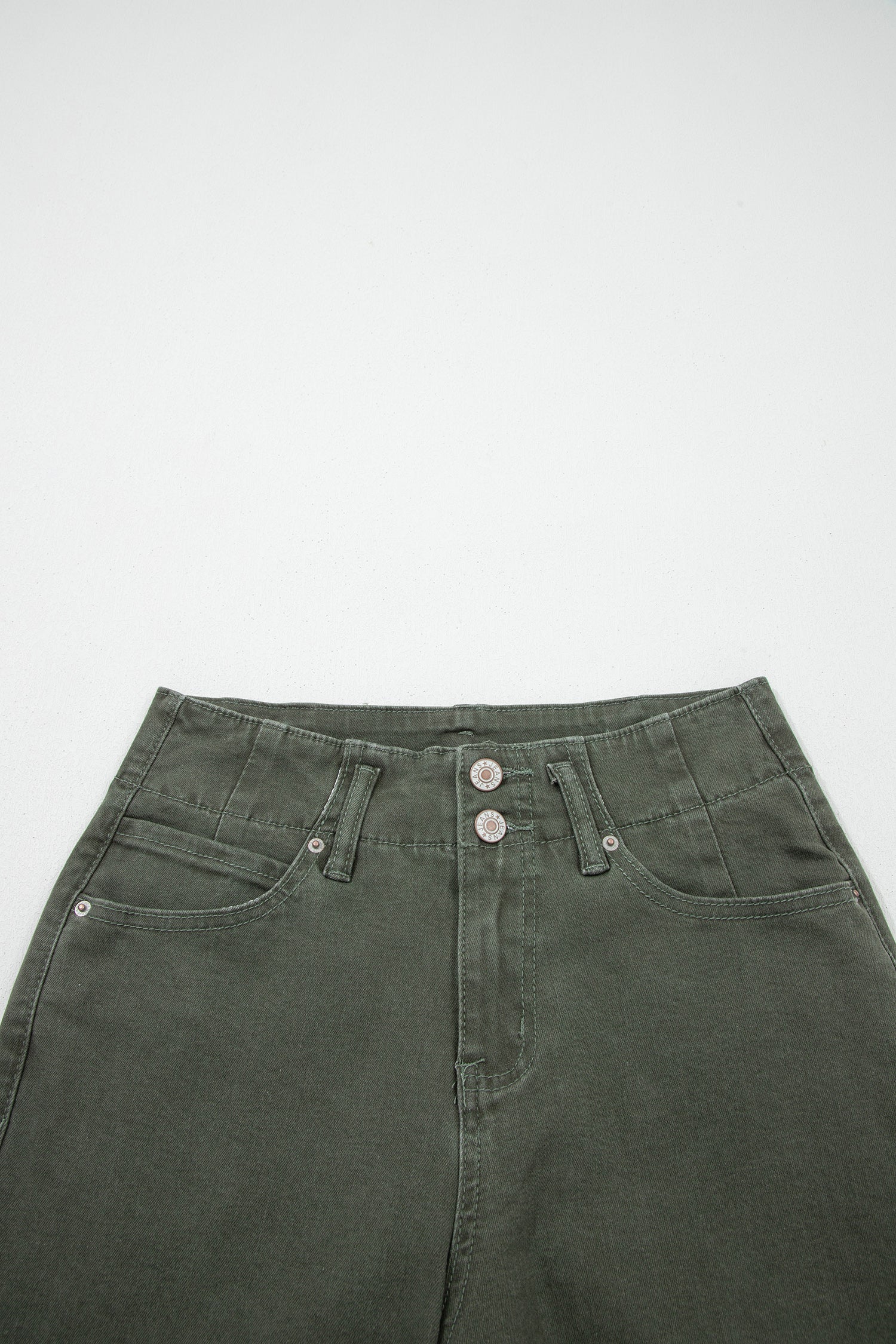 Jean Large Taille Haute Double Bouton – 4 Coloris