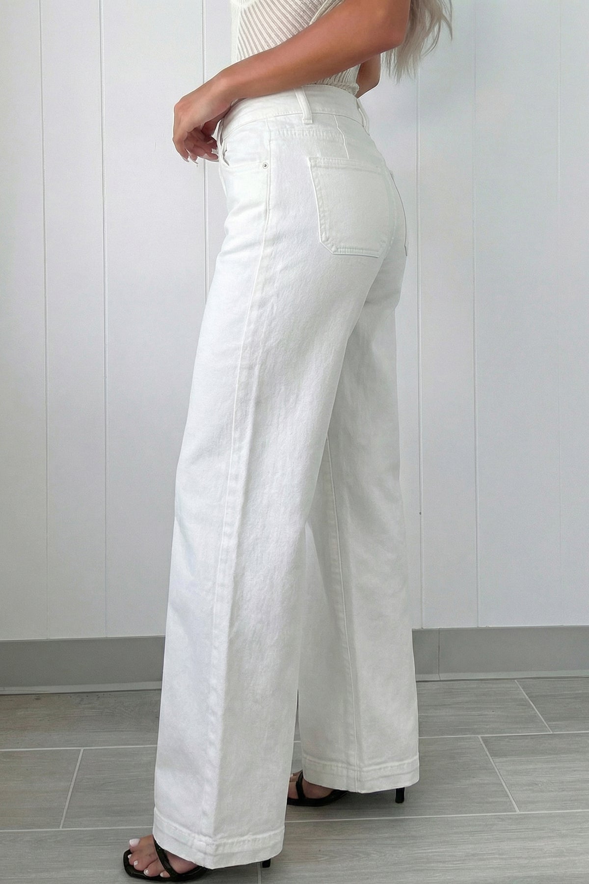 Jean Large Taille Haute Double Bouton – 4 Coloris