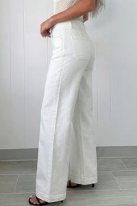 Jean Large Taille Haute Double Bouton – 4 Coloris