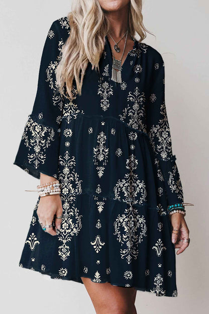 Robe Mini Bohème Élégante à Imprimé Floral