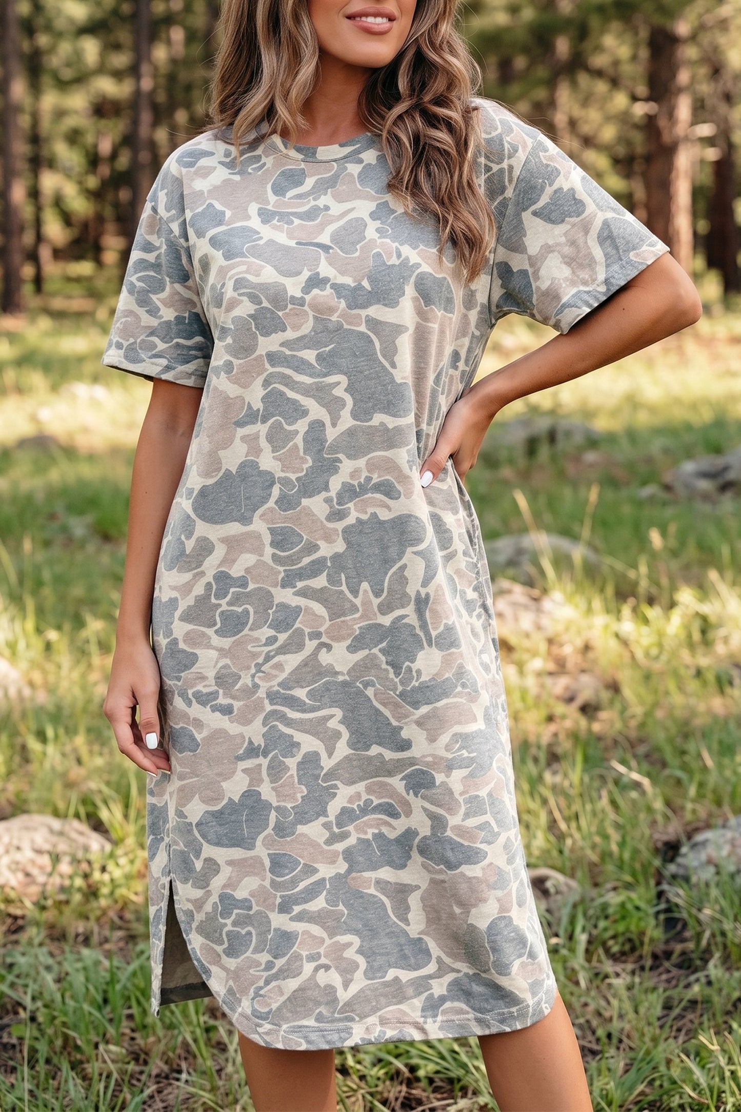 Casual camouflage dress - Short sleeves