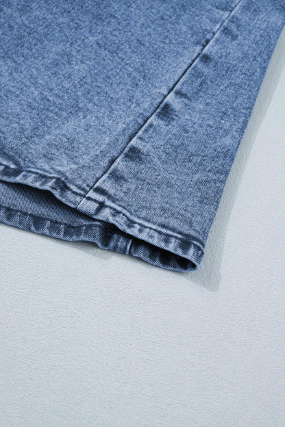 Gilet Sans Manches Denim Bleu Boutons Fente Avant Style Western Femme - Oléna-Fashion