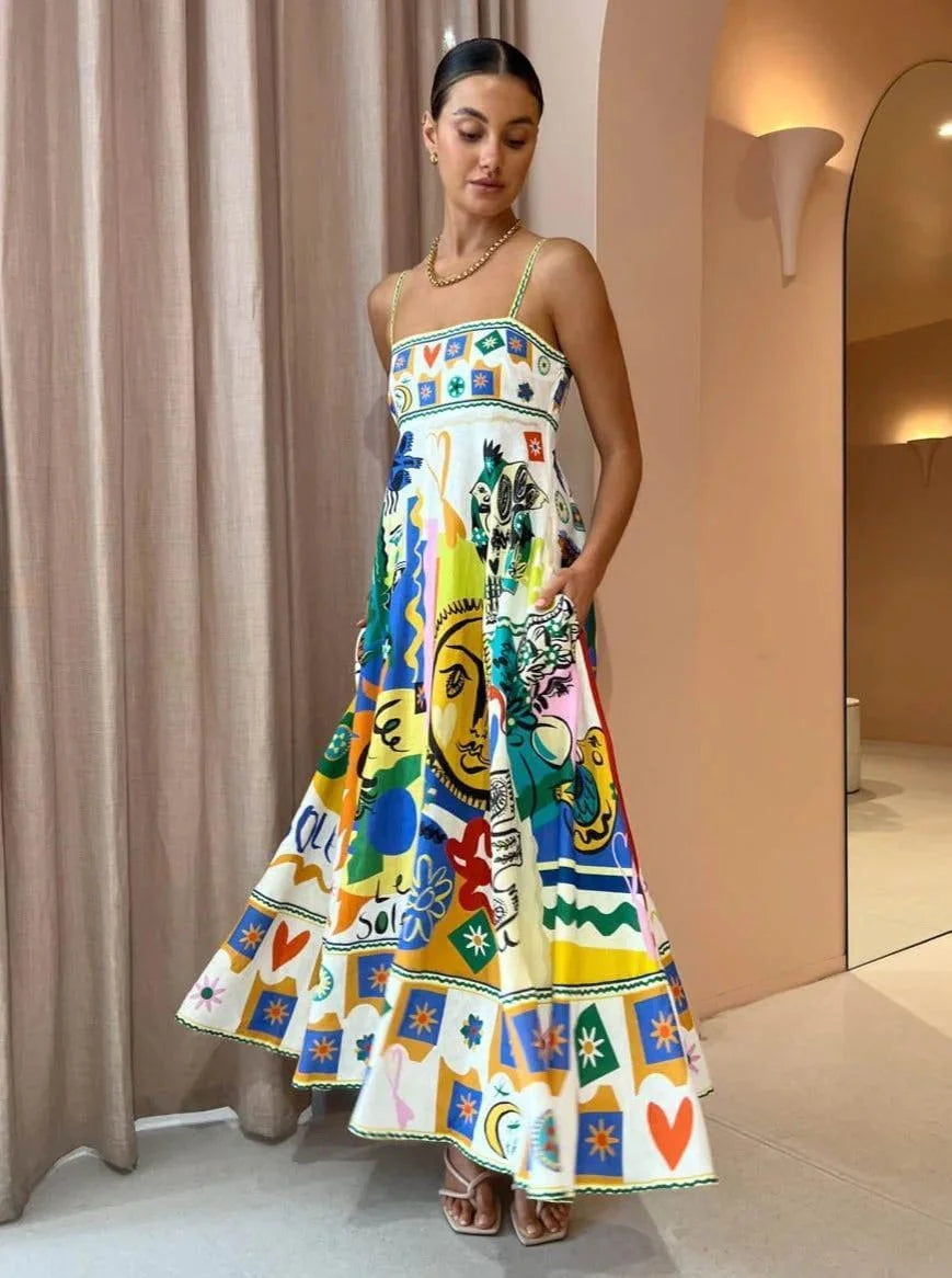 Robe Trapèze Été Femme Élégante Imprimé Floral | Oléna-Fashion Multi2