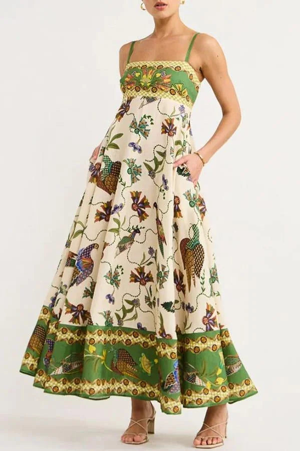 Robe Trapèze Été Femme Élégante Imprimé Floral | Oléna-Fashion